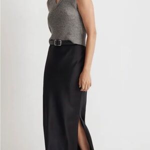 Black Satin Maxi Slip Skirt